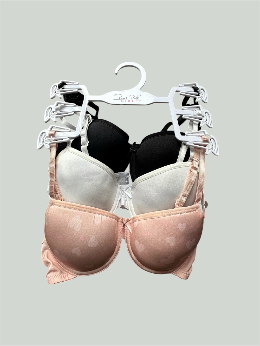 Rene Rofe 3-Pack T-Shirt Bras - Black, White, Blush Pink